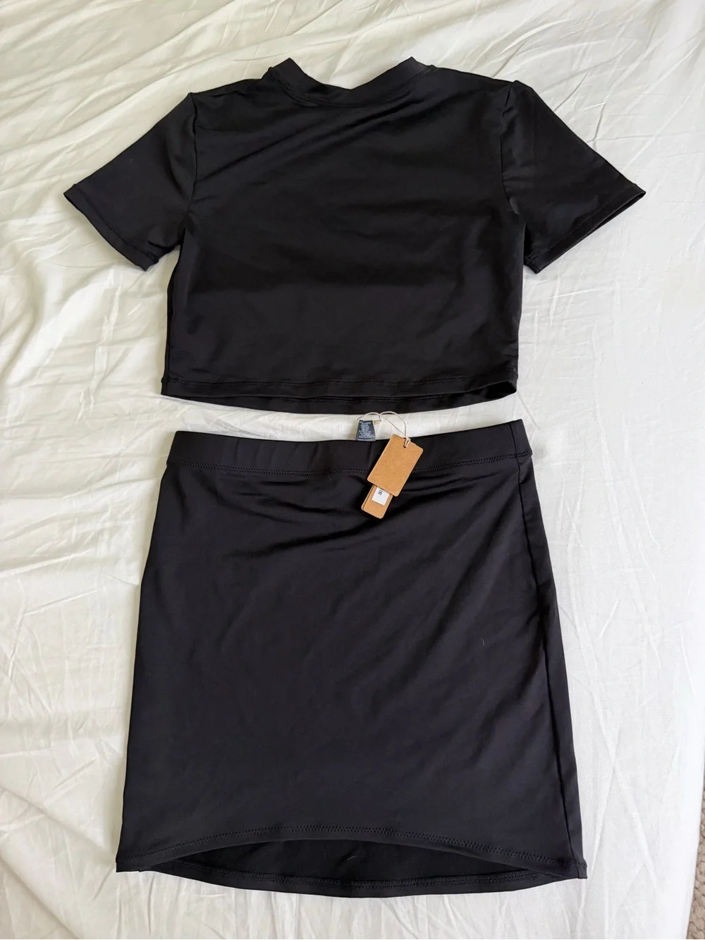 Skims Swim Cropped Tee and Miniskirt Set